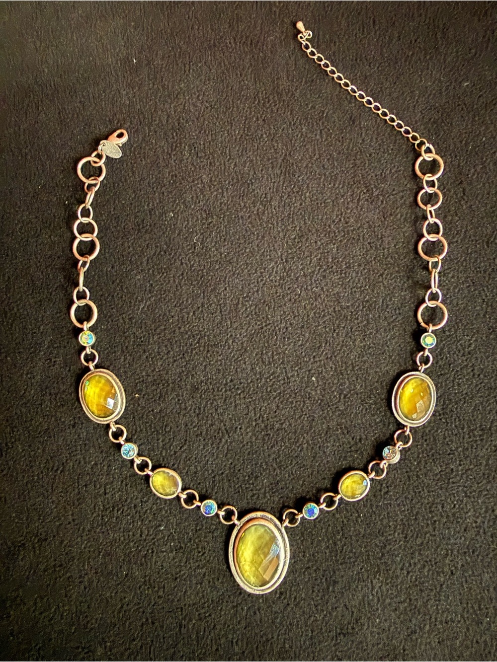 Lia Sophia Green Faceted Stone & Crystal Statement Necklace